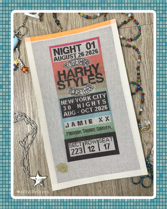 Harry Styles NYC 2026 Tour Ticket- Custom Printed Needlepoint Canvas