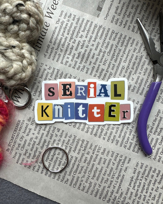 'serial knitter' vinyl sticker